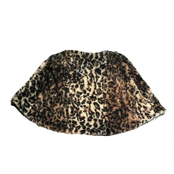 Toby Girls Leopard Faux Fur Shrug Size Small Black Brown Tan Animal Print Formal - Picture 2 of 5